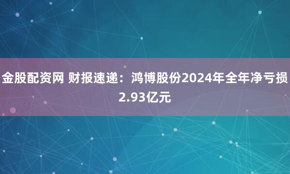 金股配资网 财报速递：鸿博股份2024年全年净亏损2.93亿元